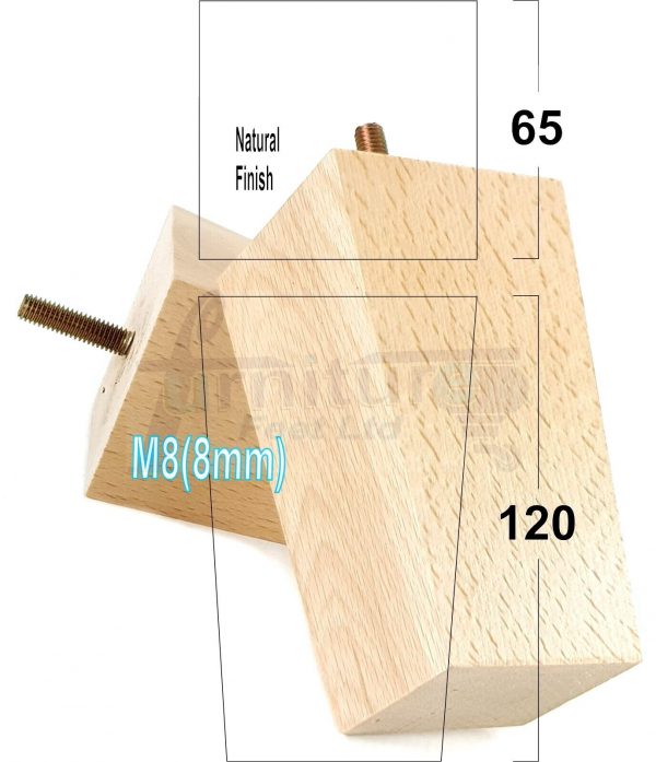 Square Wood Legs Replacement Block Furniture Feet 100 - 240mm High M8 Natural - Image 15
