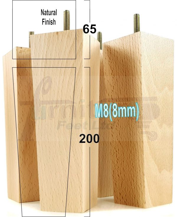 Square Wood Legs Replacement Block Furniture Feet 100 - 240mm High M8 Natural - Image 17