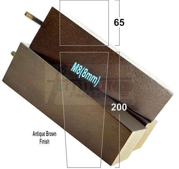 Square Wood Legs Replacement Furniture Feet 100 - 240mm High M8 Antique Brown - Image 10