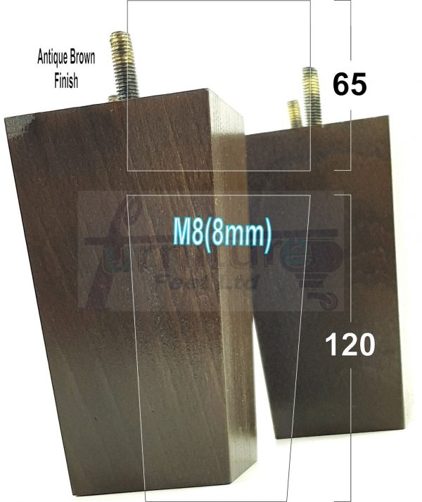 Square Wood Legs Replacement Furniture Feet 100 - 240mm High M8 Antique Brown - Image 8