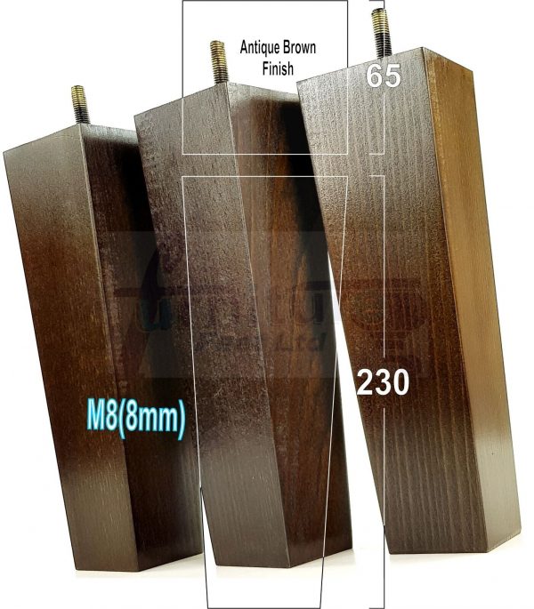 Square Wood Legs Replacement Furniture Feet 100 - 240mm High M8 Antique Brown - Image 12