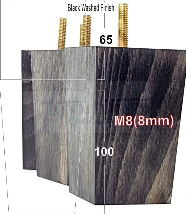 Square Wood Legs Replacement Furniture Feet 100 - 240mm High M8 Black Washed - Image 10