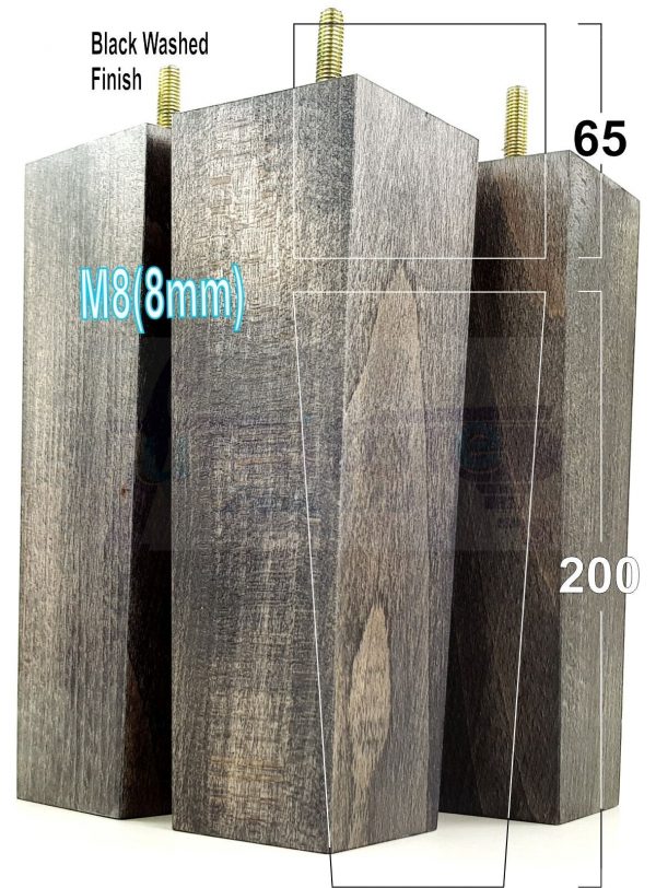 Square Wood Legs Replacement Furniture Feet 100 - 240mm High M8 Black Washed - Image 13