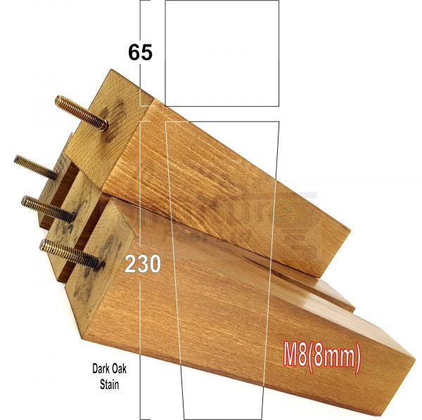 Square Wood Legs Replacement Furniture Feet 100 - 240mm High M8 Dark Oak Stain - Image 19