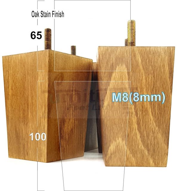 Square Wood Legs Replacement Furniture Feet 100 - 240mm High M8 Dark Oak Stain - Image 14