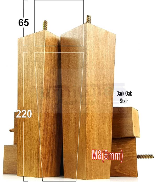 Square Wood Legs Replacement Furniture Feet 100 - 240mm High M8 Dark Oak Stain - Image 18