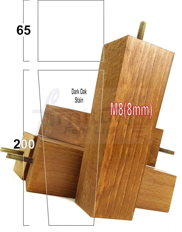 Square Wood Legs Replacement Furniture Feet 100 - 240mm High M8 Dark Oak Stain - Image 17
