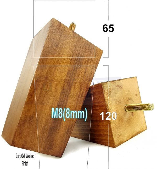 Square Wood Legs Replacement Furniture Feet 100 - 240mm High M8 Dark OakWash - Image 14