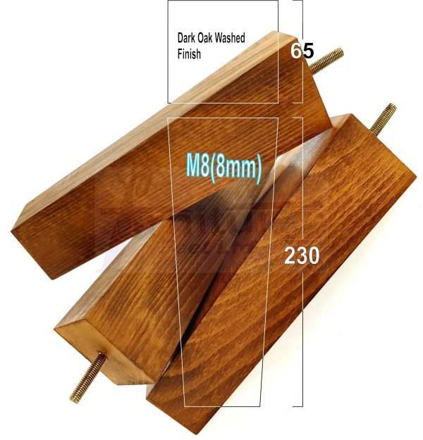 Square Wood Legs Replacement Furniture Feet 100 - 240mm High M8 Dark OakWash - Image 18