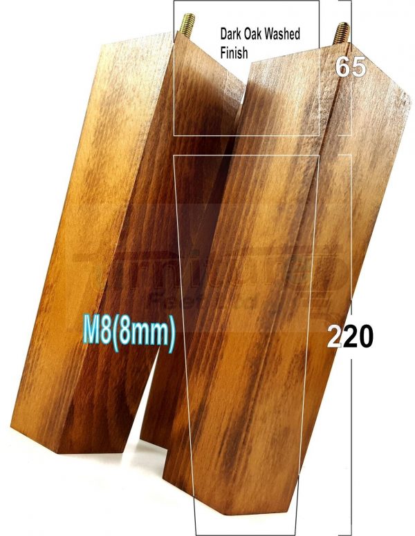 Square Wood Legs Replacement Furniture Feet 100 - 240mm High M8 Dark OakWash - Image 17