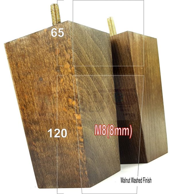 Square Wood Legs Replacement Furniture Feet 100 - 240mm High M8 Dark Walnut Wash - Image 13