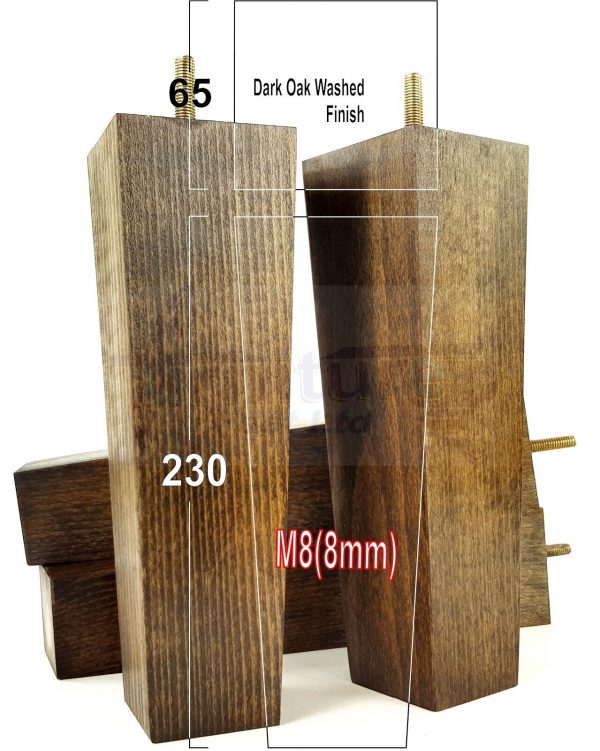Square Wood Legs Replacement Furniture Feet 100 - 240mm High M8 Dark Walnut Wash - Image 17