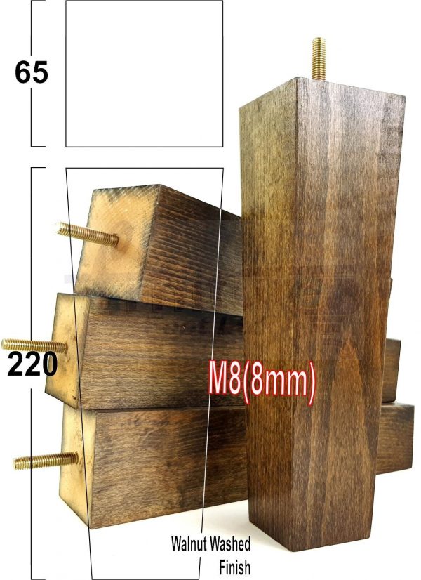 Square Wood Legs Replacement Furniture Feet 100 - 240mm High M8 Dark Walnut Wash - Image 16