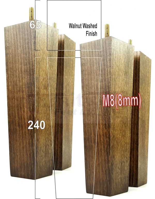 Square Wood Legs Replacement Furniture Feet 100 - 240mm High M8 Dark Walnut Wash - Image 18