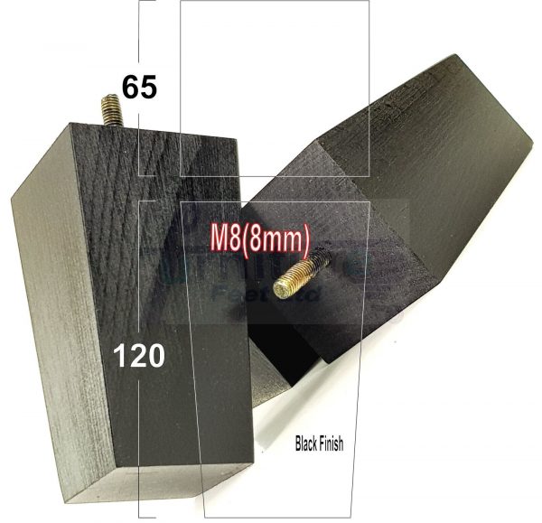 Square Wood Legs Replacement Tapered Furniture Feet 100 - 240mm High M8 Black - Image 10