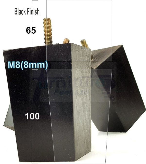 Square Wood Legs Replacement Tapered Furniture Feet 100 - 240mm High M8 Black - Image 9