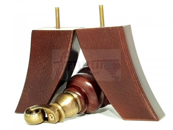 WOODEN FURNITURE SETTEE LEGS M8 REPLACEMENT CHAIR FEET 2 WITH CASTORS 155mm HIGH - Image 5