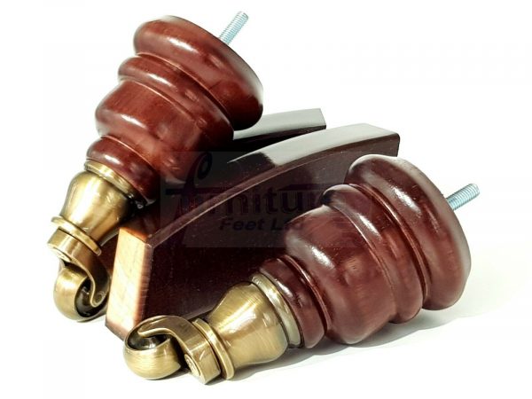 WOODEN FURNITURE SETTEE LEGS M8 REPLACEMENT CHAIR FEET 2 WITH CASTORS 155mm HIGH - Image 8