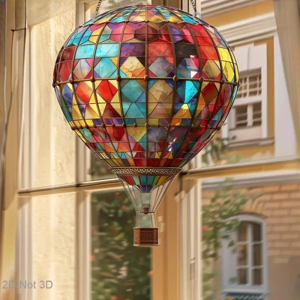 Large Hot Air Balloon Stained Acrylic Suncatcher Rainbow Window Garden Hanging Decoration - Image 2