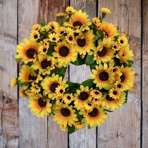 Mega Sunflower Floral Wreath Artificial flower Decoration Indoor Outdoor 43cm Diameter