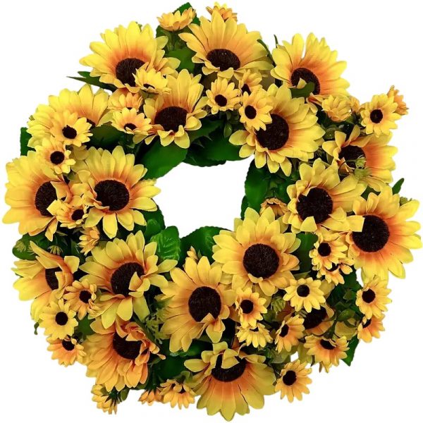 Mega Sunflower Floral Wreath Artificial flower Decoration Indoor Outdoor 43cm Diameter - Image 2