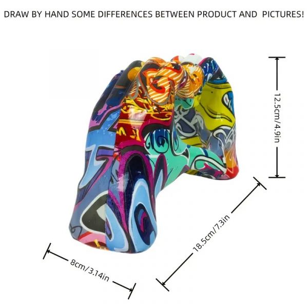 Colourful Graffiti Heart Hands Sculpture Modern Resin Art Modern Abstract Heart Decor 12cm High - Image 2