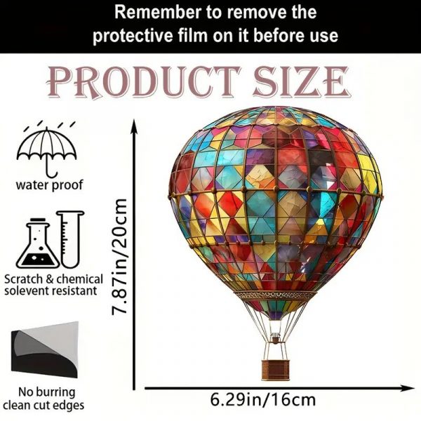 Large Hot Air Balloon Stained Acrylic Suncatcher Rainbow Window Garden Hanging Decoration - Image 5