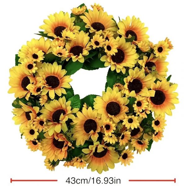 Mega Sunflower Floral Wreath Artificial flower Decoration Indoor Outdoor 43cm Diameter - Image 3
