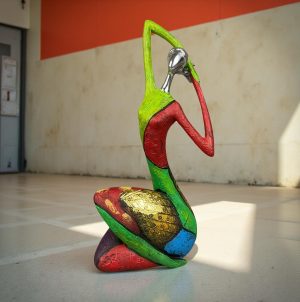 Unique Colourful Woman in A Yoga Stretch Abstract Art Figure