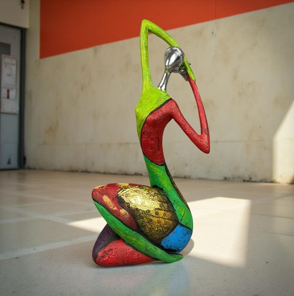 Unique Colourful Woman in A Yoga Stretch Abstract Art Figure