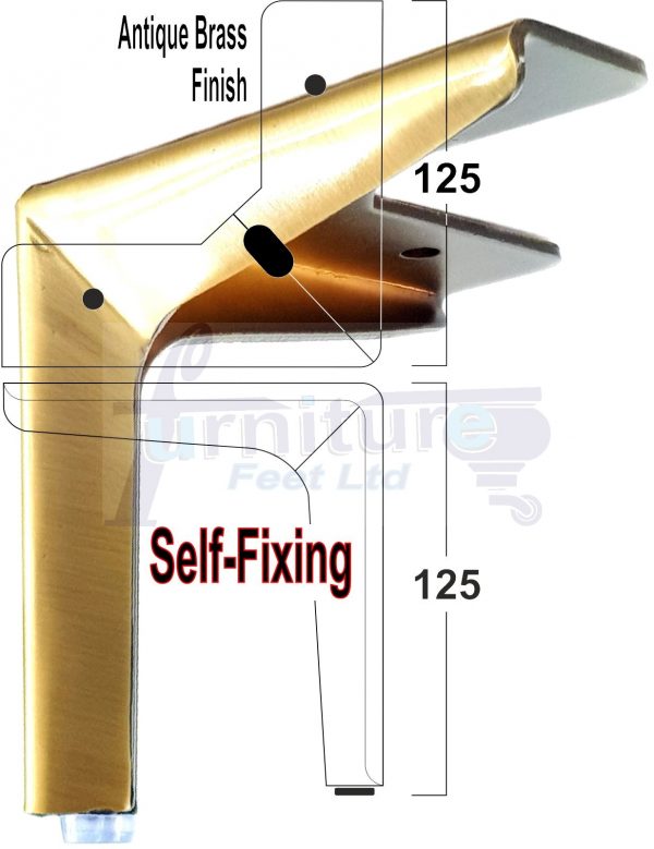 4x FURNITURE FEET METAL ANTIQUE BRUSHED BRASS FURNITURE LEGS SOFAS CHAIRS STOOLS 125mm HIGH PKC402 PreDrilled - Image 8
