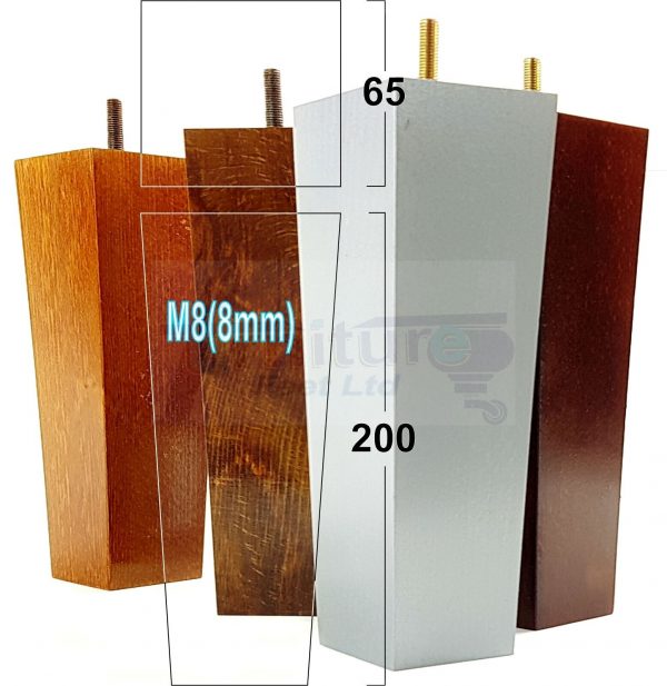 Square Wood Legs Replacement Furniture Feet 100 - 240mm High M8 Dark Oak - Image 3