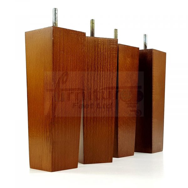 Square Wood Legs Replacement Furniture Feet 100 - 240mm High M8 Dark Oak
