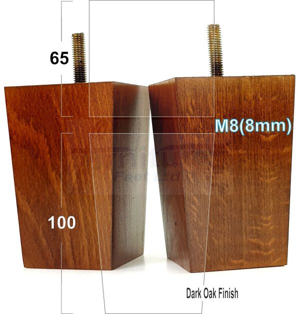 Square Wood Legs Replacement Furniture Feet 100 - 240mm High M8 Dark Oak - Image 10