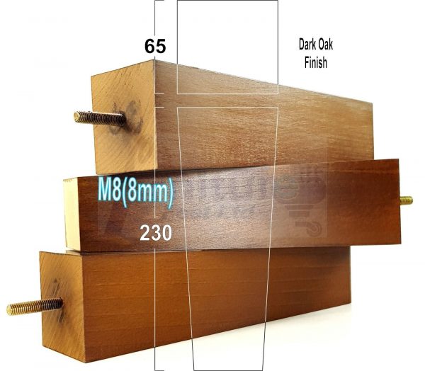 Square Wood Legs Replacement Furniture Feet 100 - 240mm High M8 Dark Oak - Image 15
