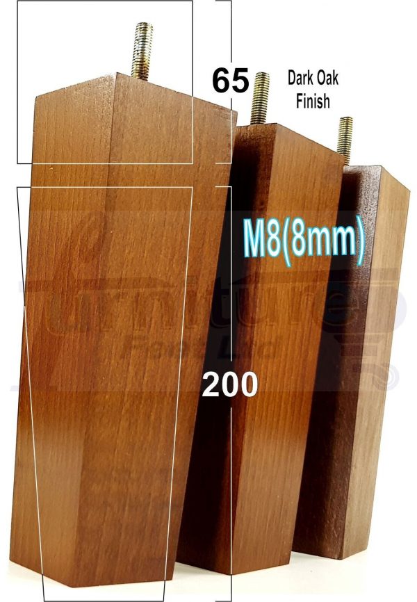 Square Wood Legs Replacement Furniture Feet 100 - 240mm High M8 Dark Oak - Image 13