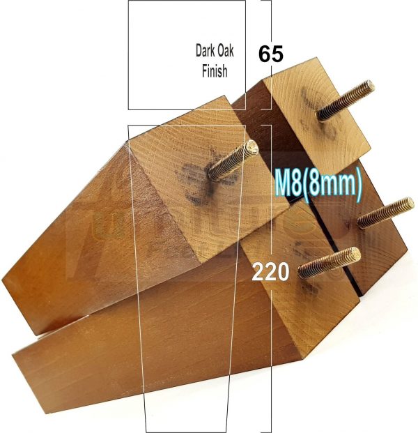 Square Wood Legs Replacement Furniture Feet 100 - 240mm High M8 Dark Oak - Image 14