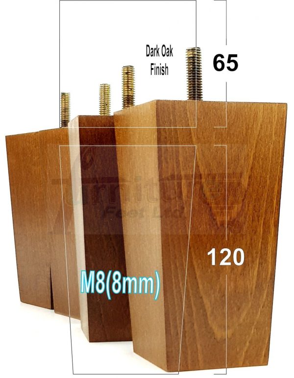 Square Wood Legs Replacement Furniture Feet 100 - 240mm High M8 Dark Oak - Image 11