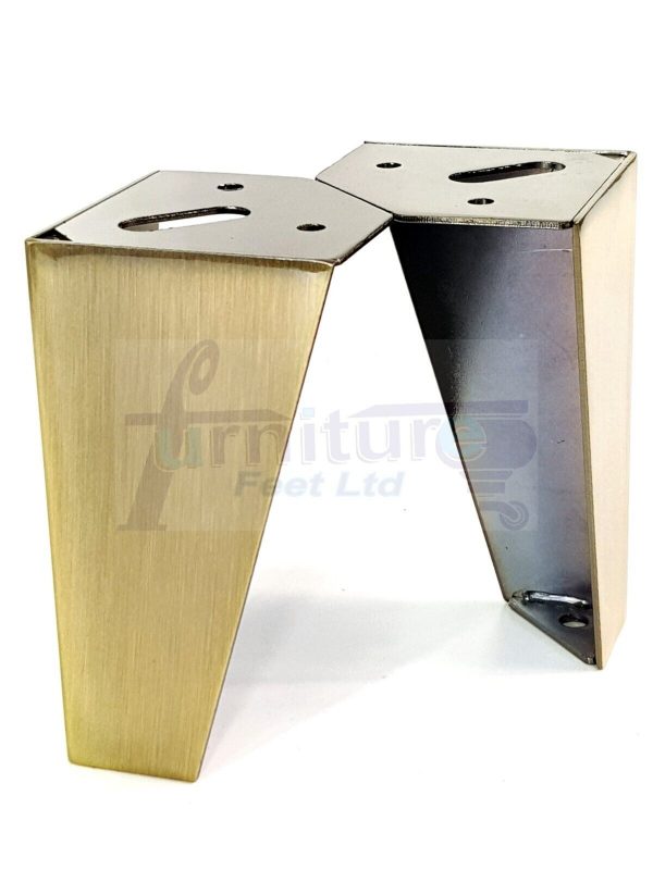 4 Brushed Brass Metal Legs 125mm High Replacement Feet Cabinet Sofa Chair Stool - Image 4