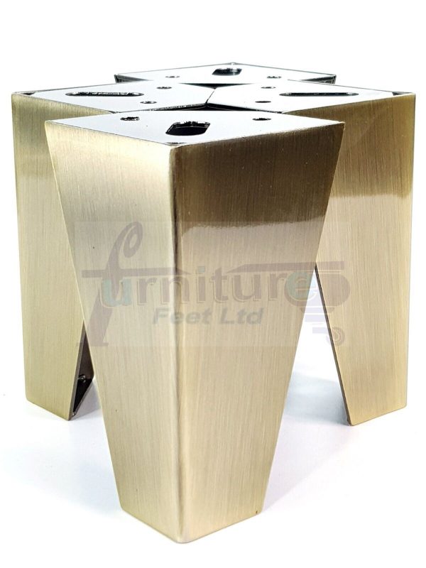 4 Brushed Brass Metal Legs 125mm High Replacement Feet Cabinet Sofa Chair Stool - Image 7