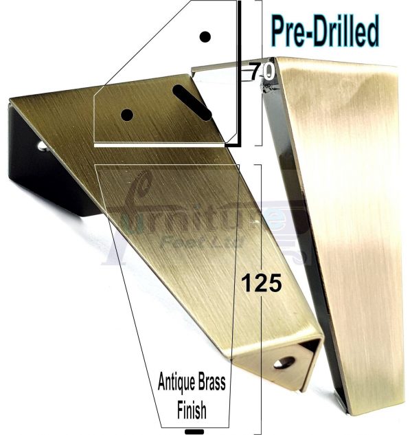 4 Brushed Brass Metal Legs 125mm High Replacement Feet Cabinet Sofa Chair Stool