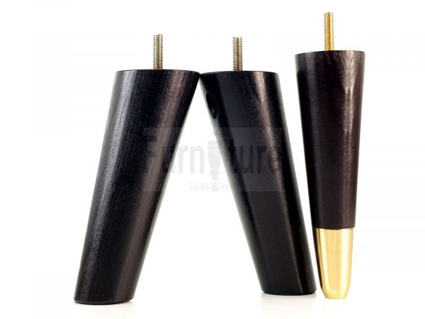 4x Wood Furniture Feet 2 With Brass Slipper Cup M8 Chair Sofa Settee Legs 170mm - Image 3