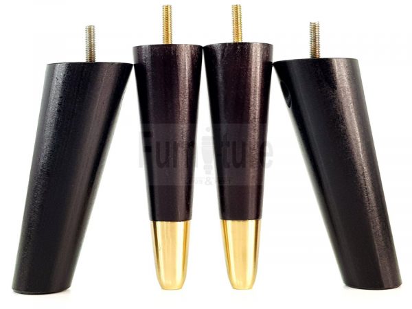 4x Wood Furniture Feet 2 With Brass Slipper Cup M8 Chair Sofa Settee Legs 170mm - Image 4