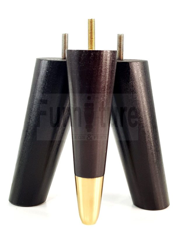 4x Wood Furniture Feet 2 With Brass Slipper Cup M8 Chair Sofa Settee Legs 170mm - Image 6