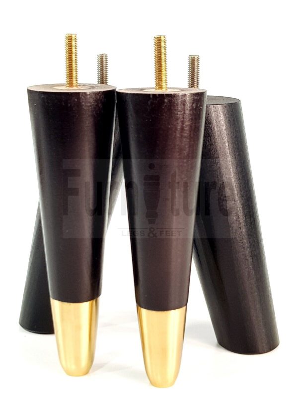 4x Wood Furniture Feet 2 With Brass Slipper Cup M8 Chair Sofa Settee Legs 170mm - Image 9