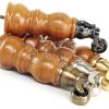 4x Turned Wood Furniture Sofa Legs M8 Replacement Feet With Castors 215mm High - Image 3