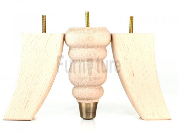 2x Brass Slipper Cup Furniture Feet & 2 Curved M8 Chair Sofa Settee Legs 165mm - Image 7