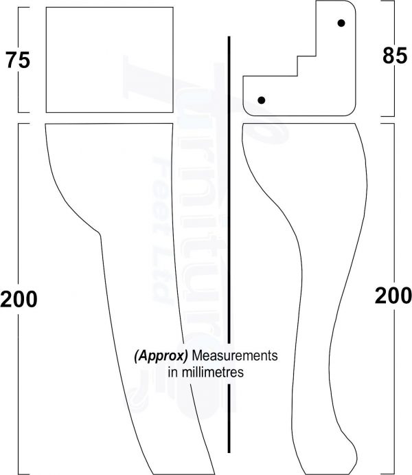 4 Furniture Legs 2x Curved Feet 2x Queen Anne 200mm Sofa Settee Chair Bed M8 - Image 3