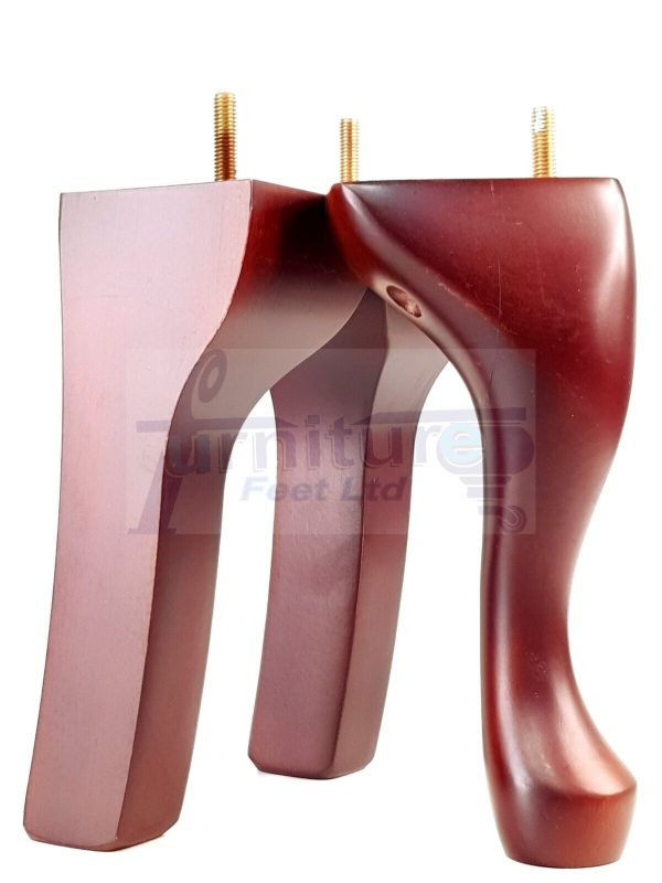 4 Furniture Legs 2x Curved Feet 2x Queen Anne 200mm Sofa Settee Chair Bed M8 - Image 9