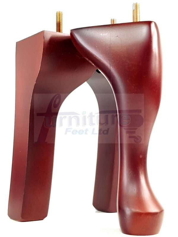 4 Furniture Legs 2x Curved Feet 2x Queen Anne 200mm Sofa Settee Chair Bed M8 - Image 10